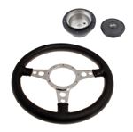 Moto-Lita Steering Wheel and Boss - 13 inch Leather - Drilled Spokes - Flat - RR117313